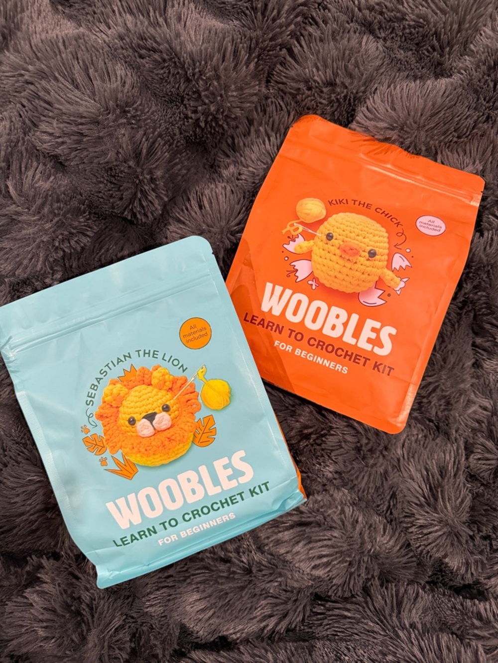 Woobles Learn to Crochet Kit - Light Blue & Orange